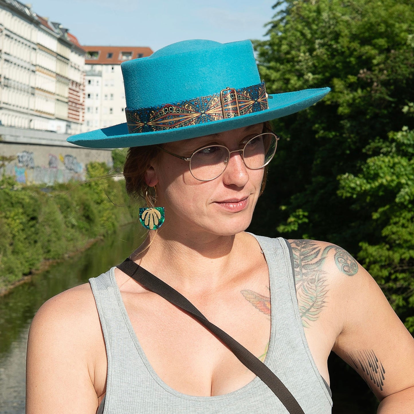 Turquoise Fedora front view