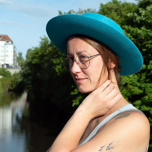 Turquoise Fedora Side view