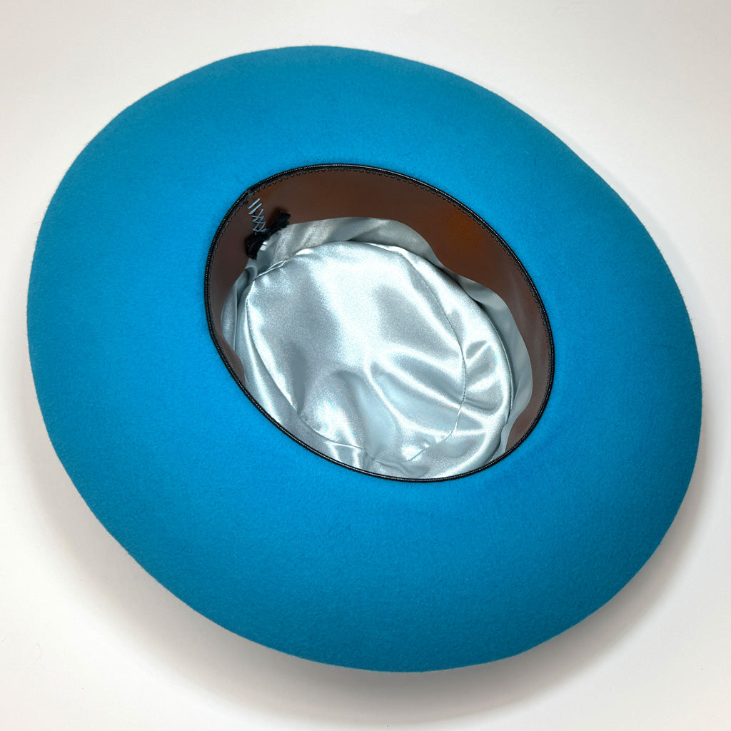 turquoise blue fedora satin lining