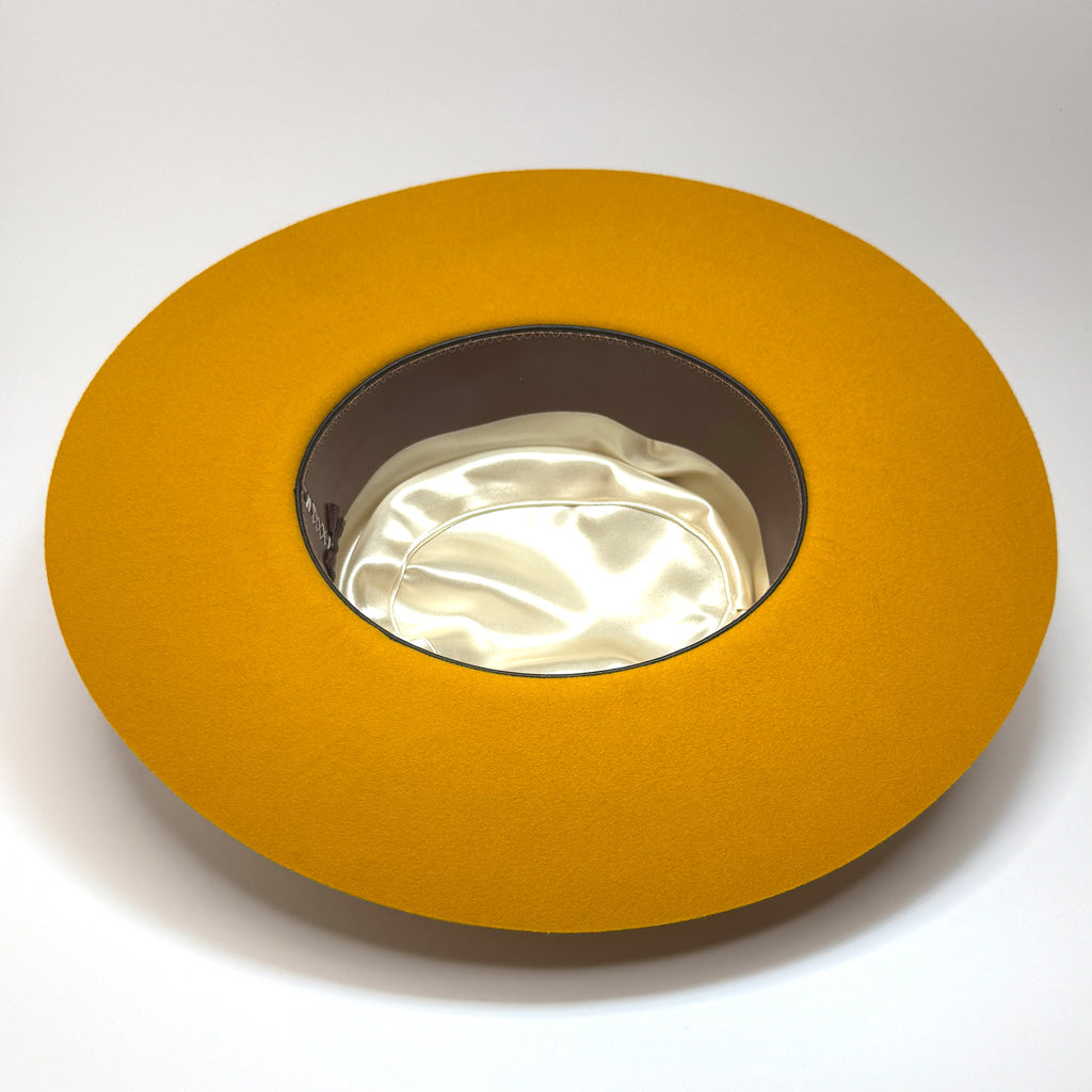 yellow fedora satin lining