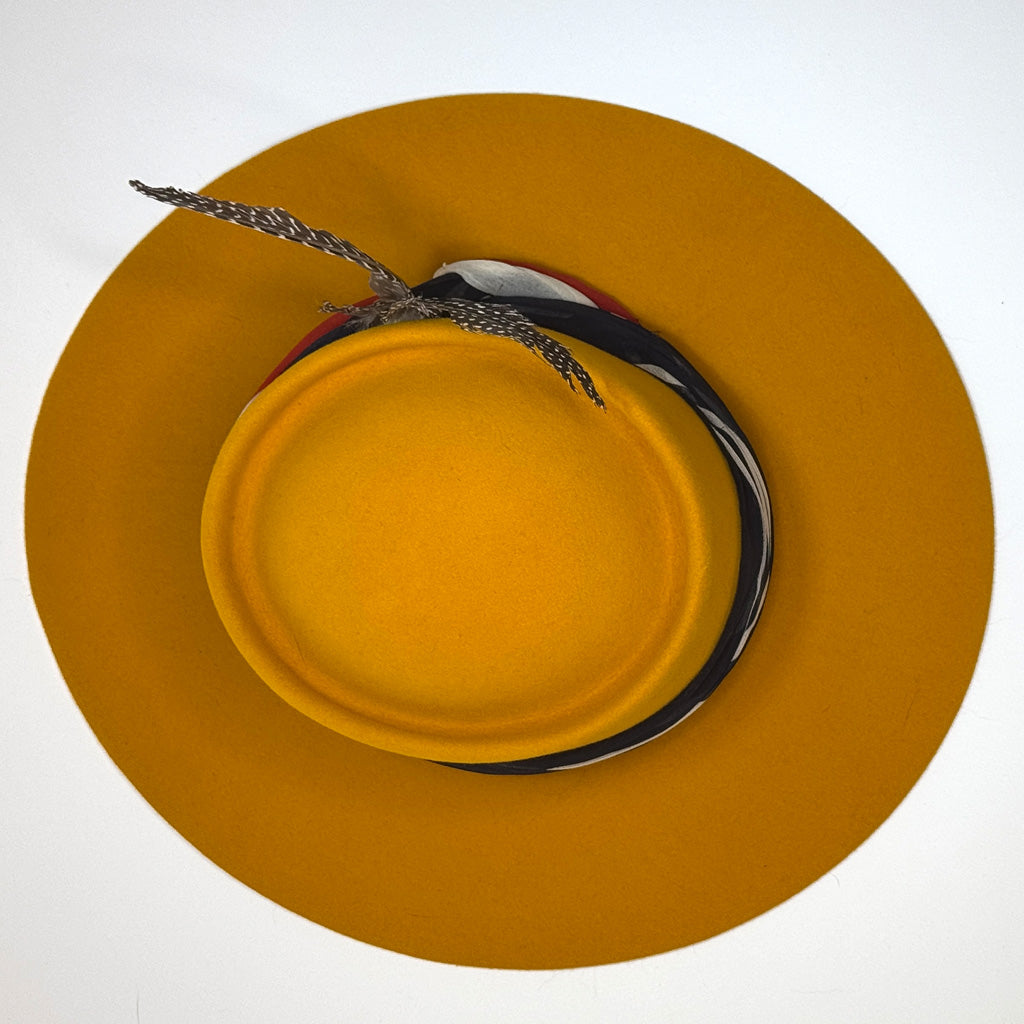 yellow fedora top view