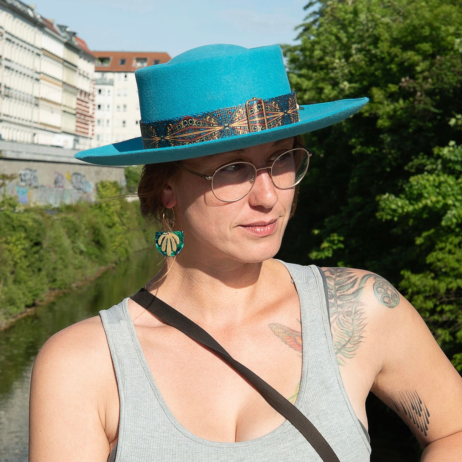 Turquoise Fedora front view