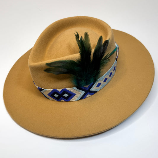 camel fedora, side view